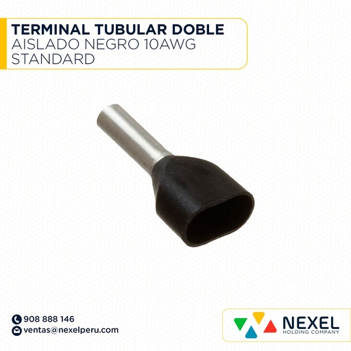 [F132033] TERMINAL TUBULAR DOBLE AISLADO NEGRO 10AWG STANDARD