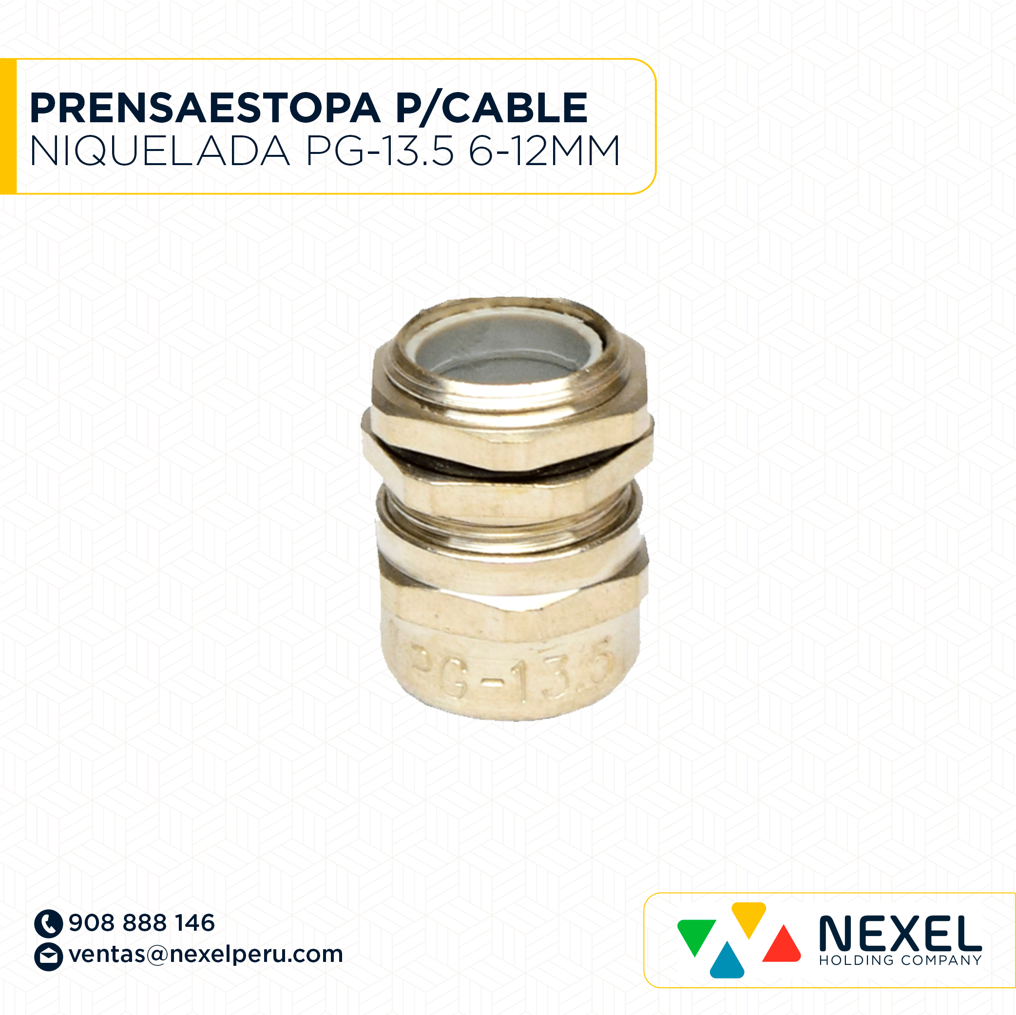 [F92013] PRENSAESTOPA P/CABLE NIQUELADA PG-13.5 6-12MM STANDARD