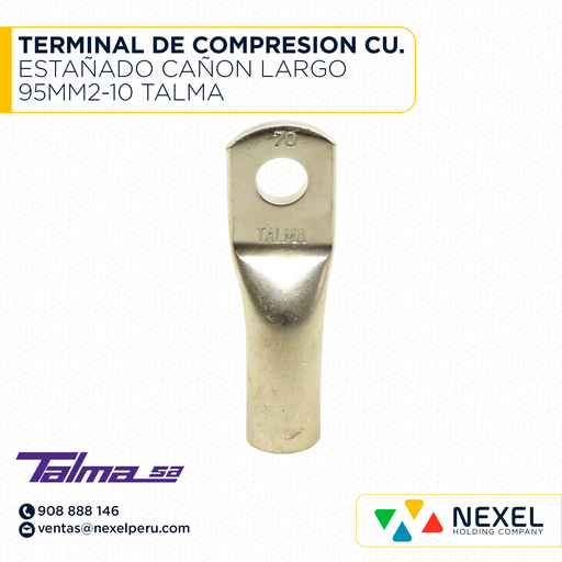 [F121935] TERMINAL DE COMPRESION CU. ESTAÑADO CAÑON LARGO 95MM2-10 TALMA
