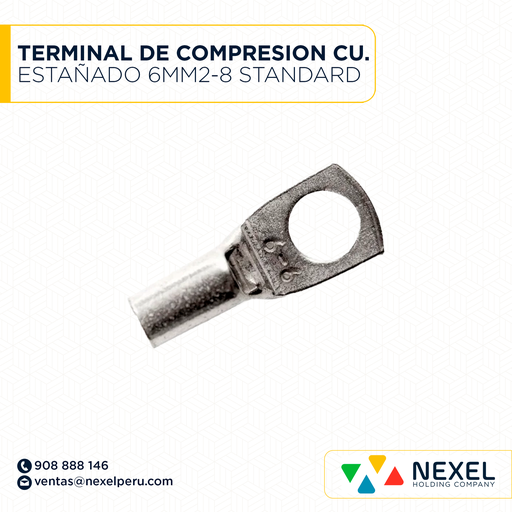 [F121932] TERMINAL DE COMPRESION CU. ESTAÑADO 6MM2-8 STANDARD