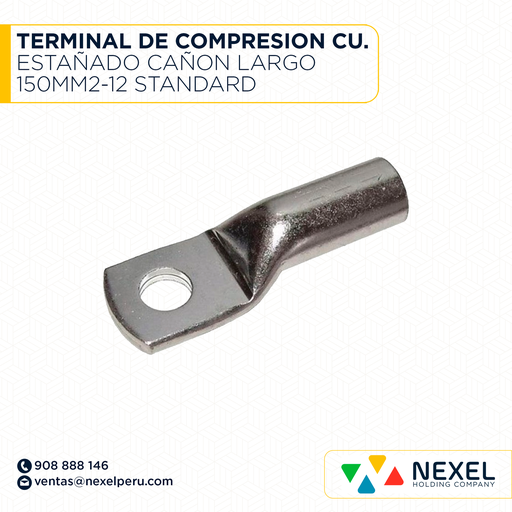 [F121888] TERMINAL DE COMPRESION CU. ESTAÑADO CAÑON LARGO 150MM2-12 STANDARD