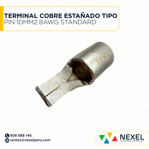 [F121882] TERMINAL COBRE ESTAÑADO TIPO PIN 10MM2 8AWG STANDARD