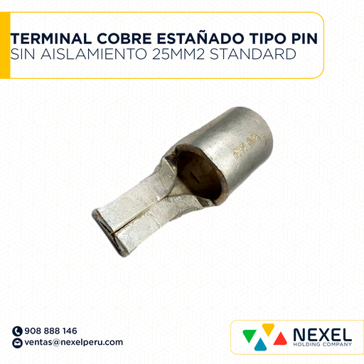 [F121878] TERMINAL COBRE ESTAÑADO TIPO PIN SIN AISLAMIENTO 25MM2 STANDARD