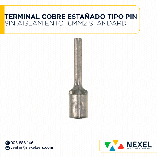[F121877] TERMINAL COBRE ESTAÑADO TIPO PIN SIN AISLAMIENTO 16MM2 STANDARD