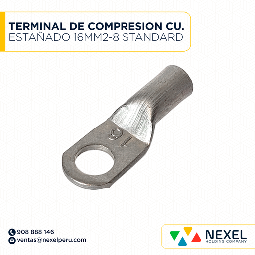 [F121862] TERMINAL DE COMPRESION CU. ESTAÑADO 16MM2-8 STANDARD