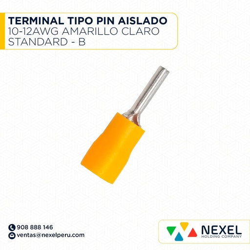 [F1301853] TERMINAL TIPO PIN AISLADO 10-12AWG AMARILLO CLARO STANDARD - B 