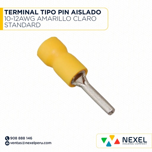 [F131853] TERMINAL TIPO PIN AISLADO 10-12AWG AMARILLO CLARO STANDARD