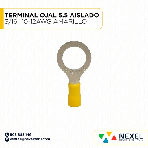 [F131843] TERMINAL OJAL 5.5 AISLADO 3/16" 10-12AWG AMARILLO STANDARD