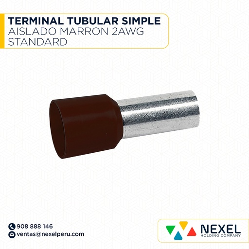 [F131841] TERMINAL TUBULAR SIMPLE AISLADO MARRON 2AWG STANDARD