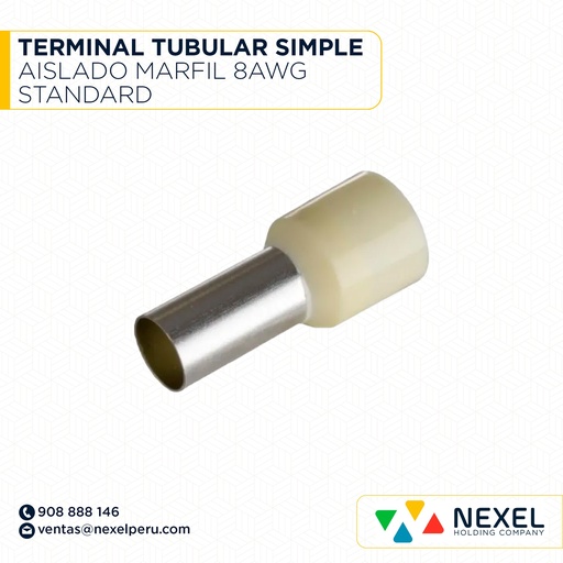 [F131840] TERMINAL TUBULAR SIMPLE AISLADO MARFIL 8AWG STANDARD