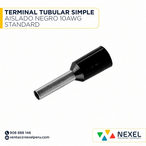 [F131839] TERMINAL TUBULAR SIMPLE AISLADO NEGRO 10AWG STANDARD