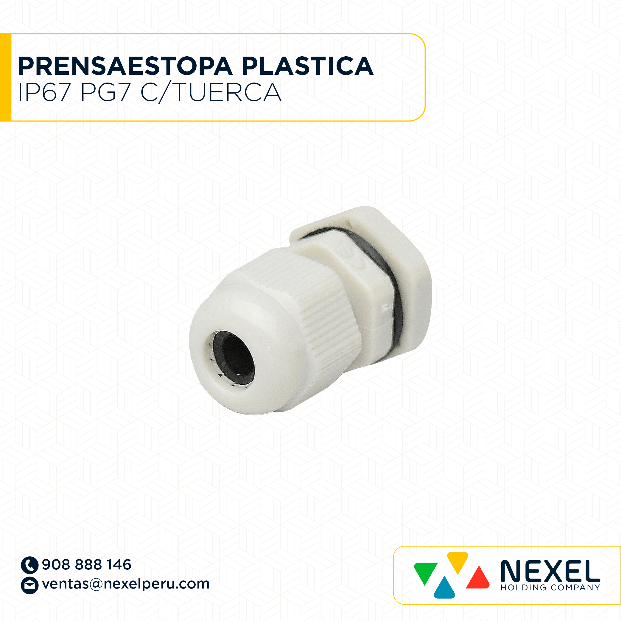 [F91829] PRENSAESTOPA PLASTICA IP67 PG7 C/TUERCA STANDARD