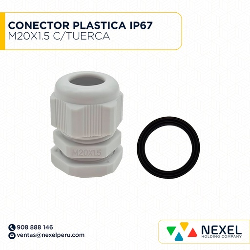 [F91826-O] OUT- CONECTOR PLASTICA IP67 M20X1.5 C/TUERCA STANDARD