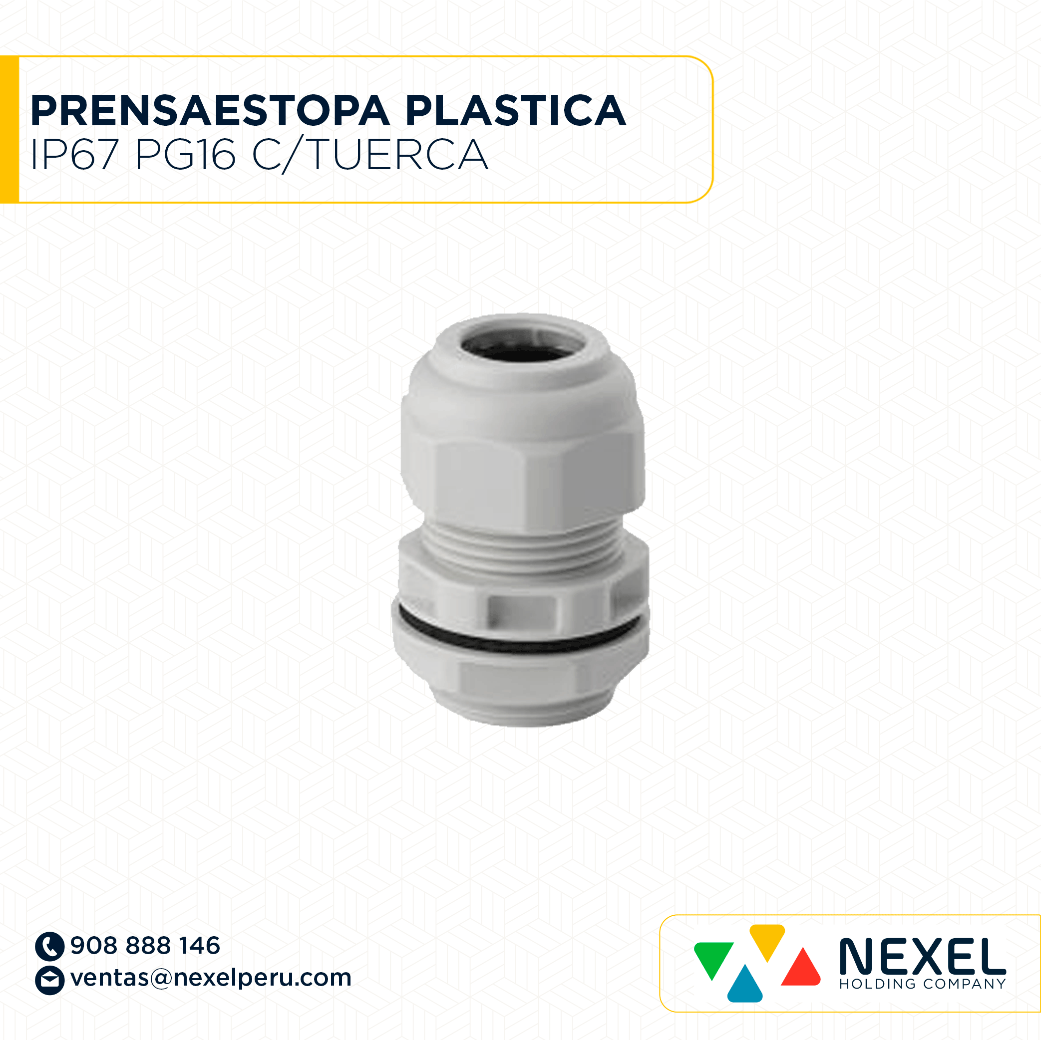 [F91797] PRENSAESTOPA PLASTICA IP67 PG16 C/TUERCA STANDARD