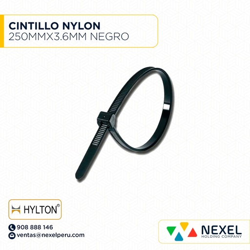 [F91488] CINTILLO NYLON 250MM X 3.6MM NEGRO HYLTON