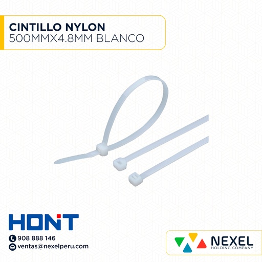 [F91486] CINTILLO NYLON 500MMX4.8MM BLANCO HONT