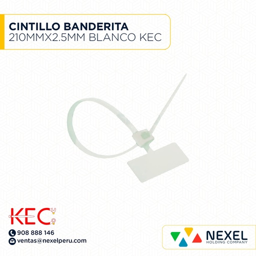 [F91478] CINTILLO BANDERITA 210MMX2.5MM BLANCO KEC
