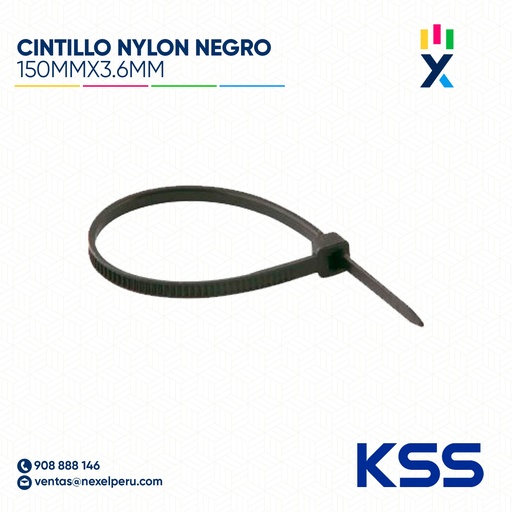 [F91472] CINTILLO NYLON 150MMX3.6MM NEGRO KSS