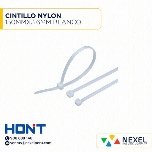 [F91458] CINTILLO NYLON 150MMX3.6MM BLANCO HONT