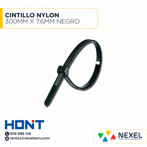 [F91453] CINTILLO NYLON 300MM X 7.6MM NEGRO HONT