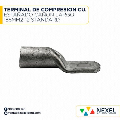 [F121205] TERMINAL DE COMPRESION CU. ESTAÑADO CAÑON LARGO 185MM2-12 STANDARD