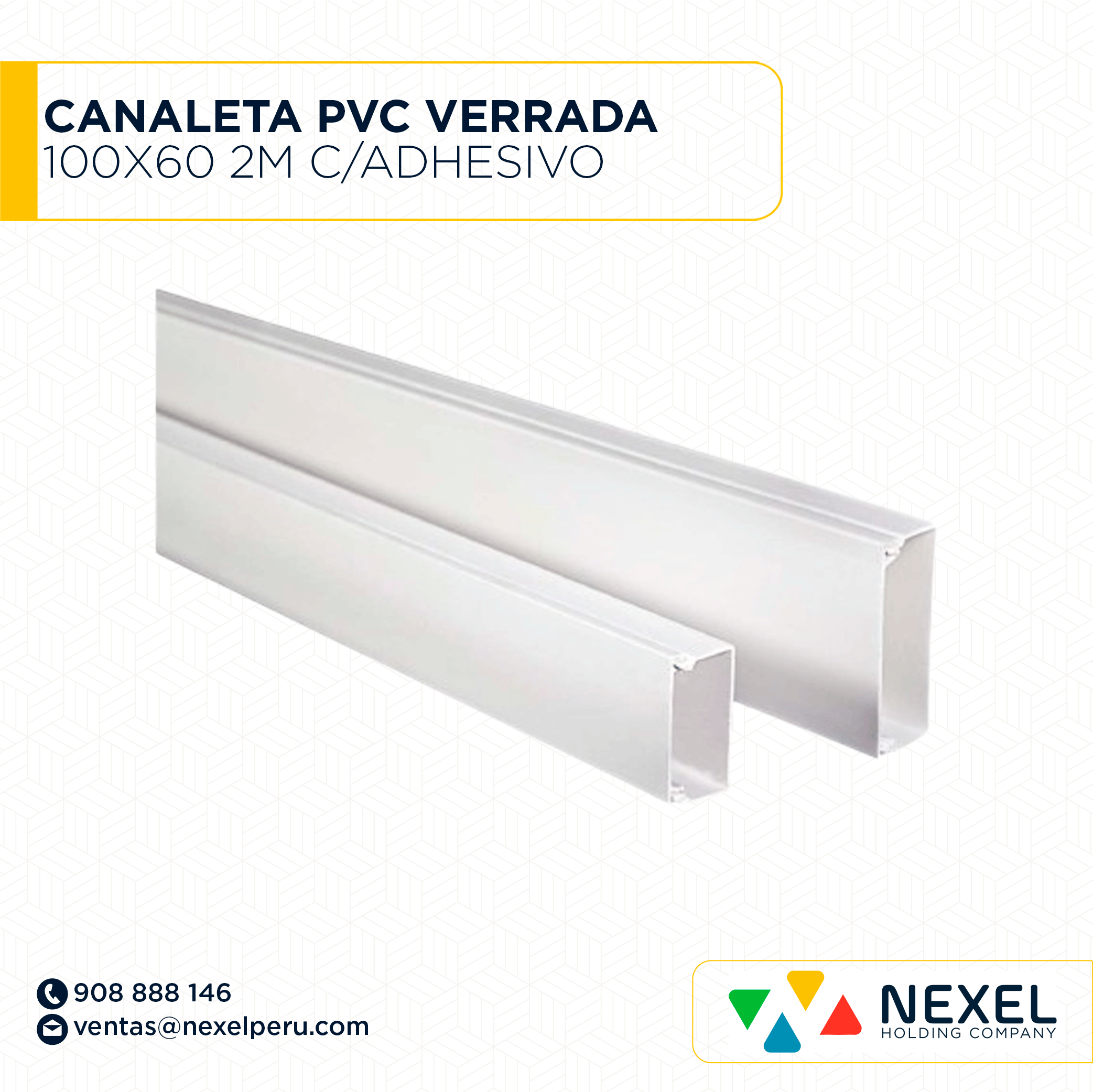 [C41402] CANALETA PVC CERRADA 100X60 C/ADHESIVO 2M STANDARD