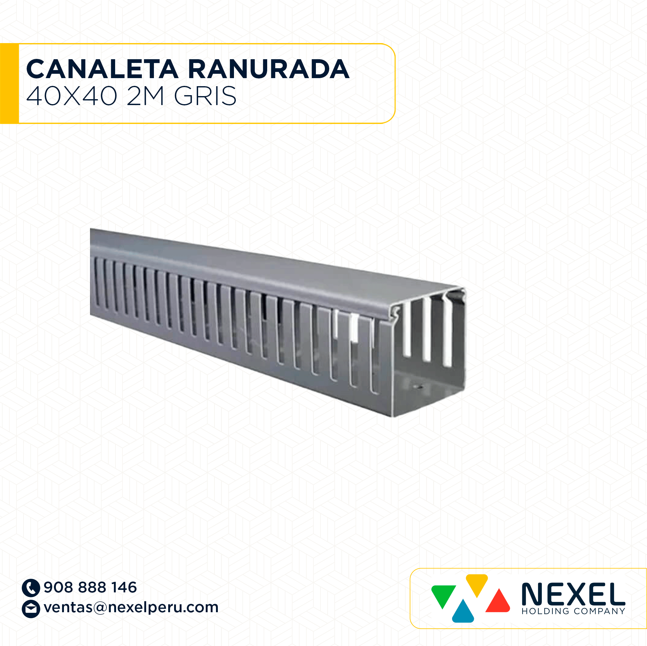 [C51400] CANALETA RANURADA 40X40 2M GRIS STANDARD