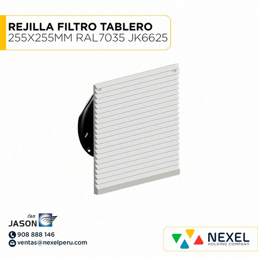 [D56006] REJILLA CON FILTRO PARA TABLERO 255X255MM RAL7035 JK6625 JASON FAN