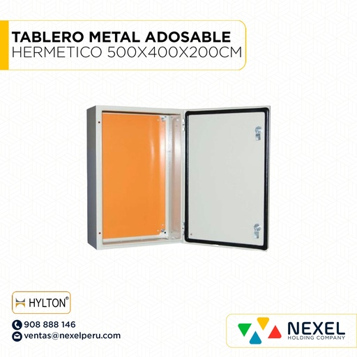 [D13616-O] OUT - TABLERO METAL ADOSABLE HERMETICO 500X400X200CM IP65 C/NARANJA HYLTON
