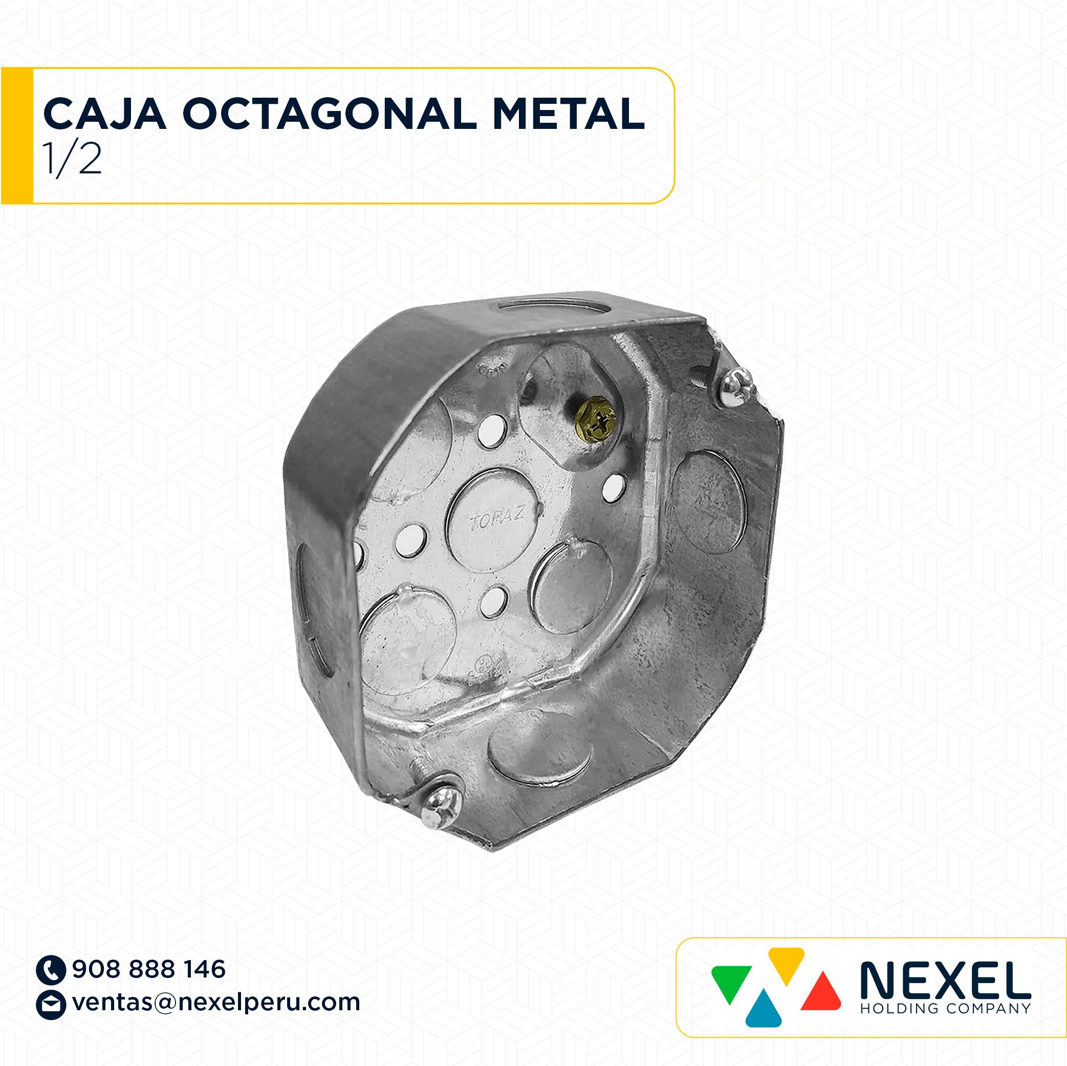 [D16290] CAJA OCTAGONAL METAL 1/2 NACIONAL