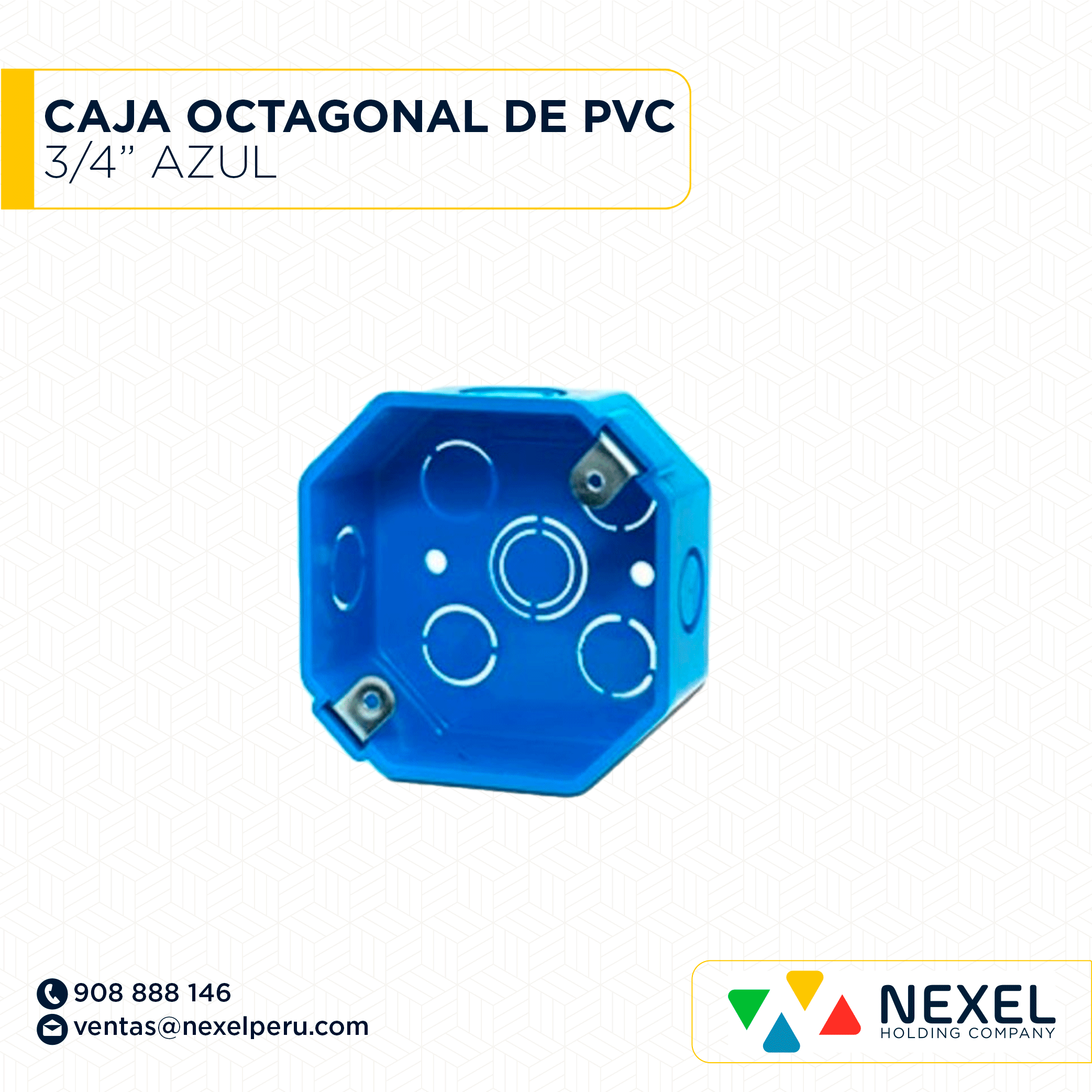 [D34467] CAJA OCTAGONAL DE PVC 3/4' AZUL NACIONAL