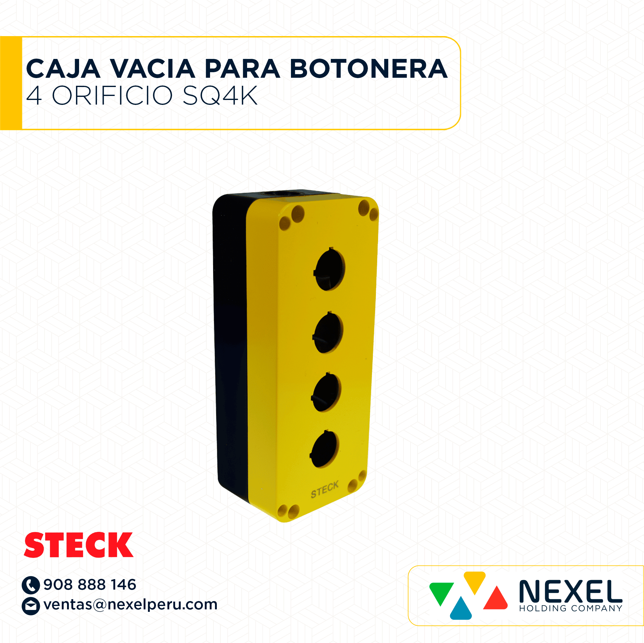 [D33505] CAJA VACIA PARA BOTONERA DE 4 ORIFICIO SQ4K STECK