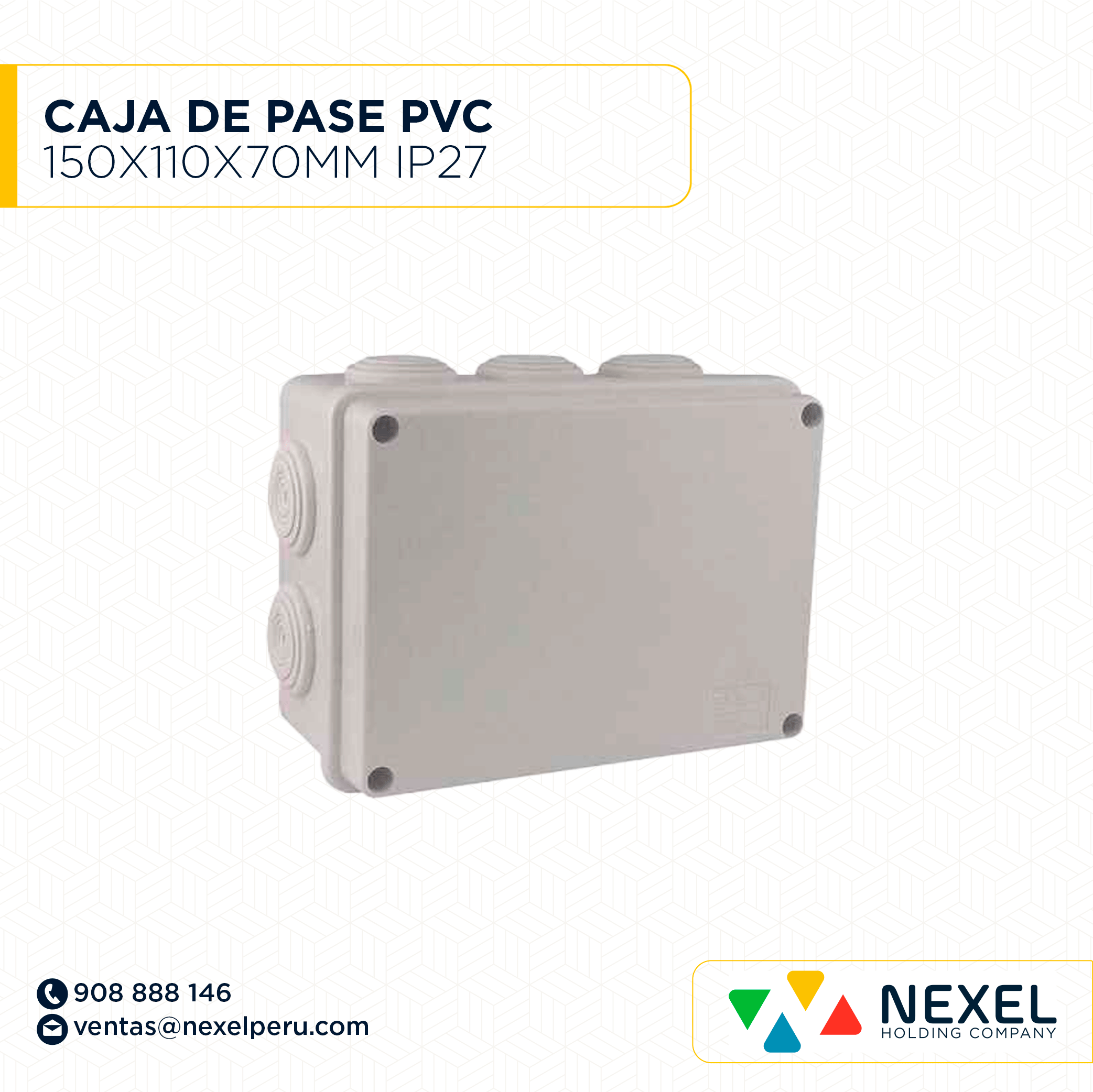[D32203] CAJA DE PASE PVC 150X110X70MM C/CONO IP67 NACIONAL