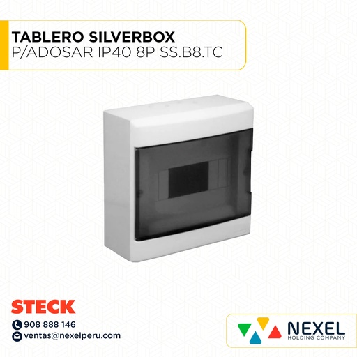 [D32142] TABLERO SILVERBOX P/ADOSAR IP40 8 POLOS. / SS.B8.TC STECK