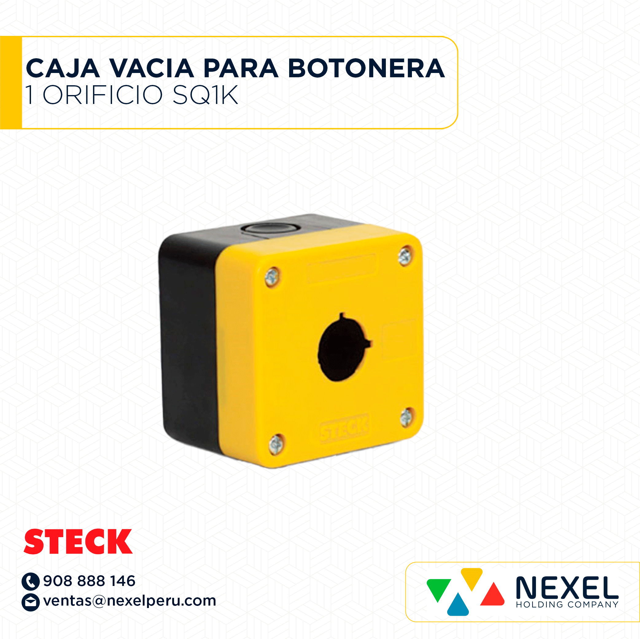 [D31129] CAJA VACIA PARA BOTONERA DE 1 ORIFICIO SQ1K STECK