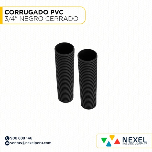 [B63853-2] CORRUGADO PVC DE 3/4" NEGRO CERRADO STANDARD