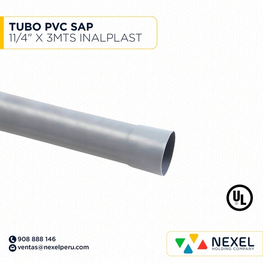 [B83626-O] OUT- TUBO PVC SAP 11/4" X 3MTS INALPLAST