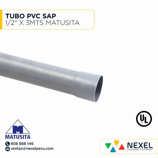 [B83086] TUBO PVC SAP 1/2" X 3MTS MATUSITA (OUTLET)