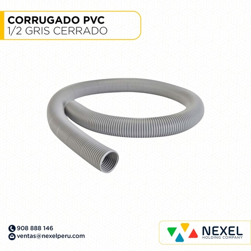 [B62948-2] CORRUGADO PVC DE 1/2 GRIS CERRADO STANDARD