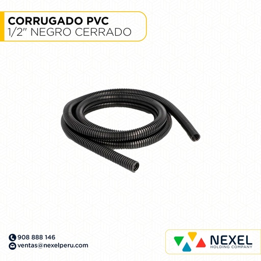 [B62946-2] CORRUGADO PVC DE 1/2" NEGRO CERRADO STANDARD