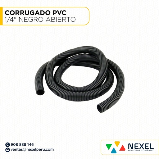 [B62943-O] OUT- CORRUGADO PVC DE 1/4" NEGRO ABIERTO STANDARD
