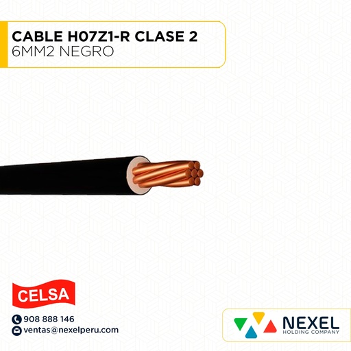 [A16158] CABLE H07Z1-R CLASE 2 6MM2 NEGRO CELSA