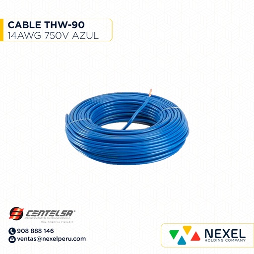 [A16116] CABLE THW-90 14AWG 750V AZUL CENTELSA