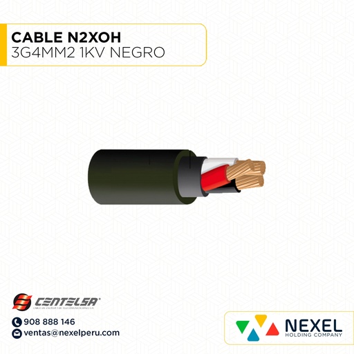 [A24570] CABLE N2XOH 3G4MM2 1KV NEGRO CENTELSA