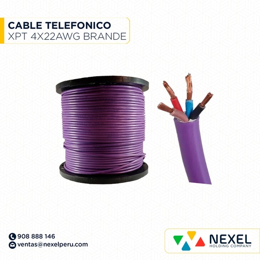 [A64043] CABLE TELEFONICO XPT 4X22AWG LILA CABLES ELECTRICOS DEL SUR