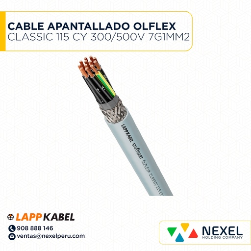 [A44001] CABLE APANTALLADO OLFLEX CLASSIC 115 CY 300/500V 7G1MM2 PVC GRIS 1136207 LAPP KABEL