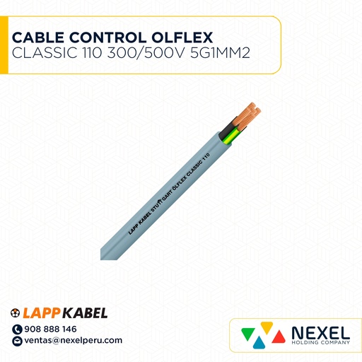 [A43997] CABLE CONTROL OLFLEX CLASSIC 110 300/500V 5G1MM2 PVC GRIS 1119205 LAPP KABEL