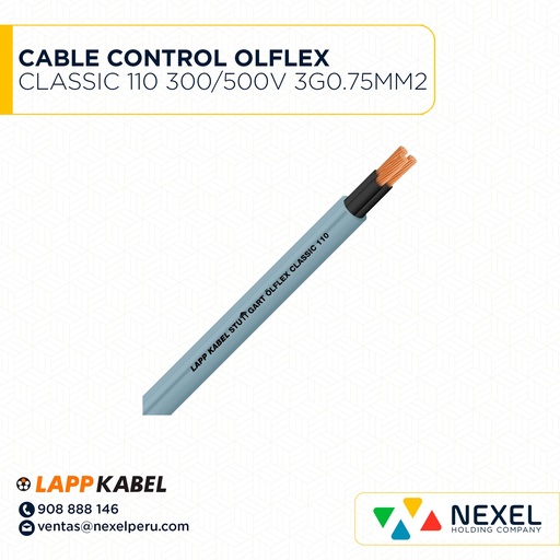 [A43996-1] CABLE CONTROL OLFLEX CLASSIC 110 300/500V 3G0.75MM2 PVC GRIS 1119103 LAPP KABEL