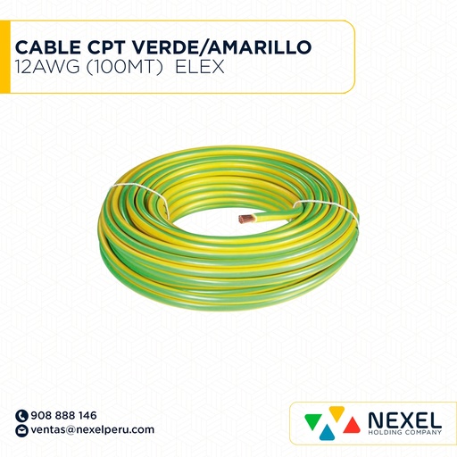 [A13540] CABLE CPT 12AWG VERDE/AMARILLO (100MT)  ELEX