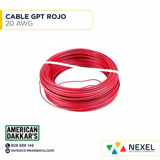 [A13537-2-O] OUT- CABLE GPT 20AWG ROJO DAKKAR`S